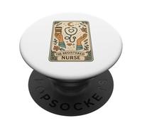 The Registered Nurse Tarot Stethoscope Coffee Floral PopSockets PopGrip Adhesivo