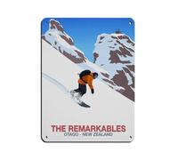 The Remarkables - Póster retro de snowboard de metal, letrero de estaño, arte elegante, retro, pintura de hierro, bar, cueva de personas, cafetería, garaje, póster para decoración de pared, 30 x 40 cm