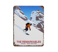 The Remarkables - Póster retro de snowboard de metal, letrero de estaño, arte elegante, retro, pintura de hierro, bar, cueva de personas, cafetería, garaje, póster para decoración de pared, 30 x 40 cm