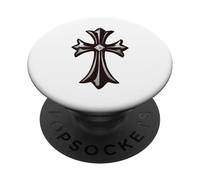 The Rhombus Diamonds Silver Cross PopSockets PopGrip Adhesivo