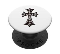 The Rhombus Pave Diamonds Silver Cross PopSockets PopGrip Adhesivo