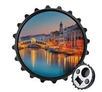 The Rialto Bridge Italy Night - Abridor de botellas magnético divertido 2 en 1, imanes de nevera de 3 pulgadas, abrebotellas de cerveza y refrescos