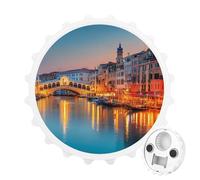The Rialto Bridge Italy Night - Abridor de botellas magnético divertido 2 en 1, imanes de nevera de 3 pulgadas, abrebotellas de cerveza y refrescos