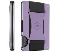 The Ridge Cartera minimalista delgada para mujer, bolsillo frontal con bloqueo RFID, tarjetero de crédito, cartera Matel para mujer con correa para dinero en efectivo (lavanda), Minimalista