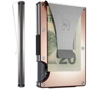 The Ridge Minimalist Slim Wallet For Men - RFID Blocking Front Pocket Credit Card Holder - Aluminum Metal Small Mens Wallets with Money Clip (Rose Gold)