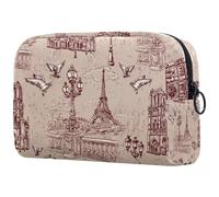 The River Seine Notre Dame - Neceser para mujer, neceser de viaje, bolsa organizadora de maquillaje grande con cremallera, multicolor, 18.5x7.5x13cm/7.3x3x5.1in, Neceser
