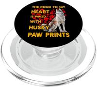 The Road to my Heart is Paved with Husky Paw Prints PopSockets PopGrip para MagSafe