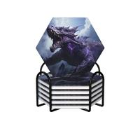 The Roaring Dragon Hexagon - Juego de 6 posavasos de cerámica de estilo moderno para mesa de café para protección de mesa y decoración del hogar