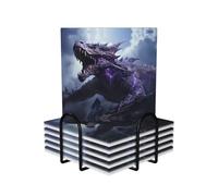 The Roaring Dragon - Juego de 6 posavasos cuadrados de cerámica de estilo moderno para mesa de café para protección de mesa y decoración del hogar