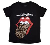 The Rolling Stones - Camiseta con estampado de leopardo para mujer, talla M, color negro, Negro