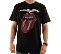 The Rolling Stones Camiseta con logotipo de diamante y lengua, unisex, color negro, Negro , L