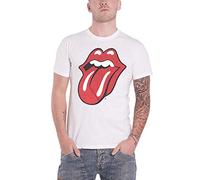 Rolling Stones The Classic Tongue with Soft Hand Inks Camiseta, Blanco, L para Hombre