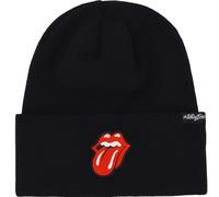 The Rolling Stones - Gorro de punto de invierno con parche de goma, logotipo y puño, negro, talla única, Negro -, talla única