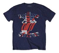 The Rolling Stones Hombre British Flag Tongue Camiseta Not Applicable, Azul (Navy Navy), Large