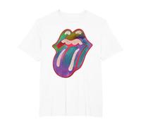 The Rolling Stones - Lengua de Colores Camiseta, Hombre Tallas Grandes, Blanco, 4X Alto