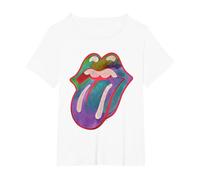 The Rolling Stones - Lengua de Colores Camiseta, Mujer Tallas Grandes, Blanco, 5XL Grande