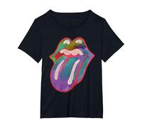 The Rolling Stones - Lengua de Colores Camiseta, Mujer Tallas Grandes, Negro, 5XL Grande