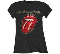 The Rolling Stones Mujer Plastered Tongue Camiseta Not Applicable, Negro (Black Black), 44 (Talla del Fabricante: XX-Large)