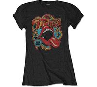 The Rolling Stones Mujer Retro 70s Vibe Camiseta Not Applicable, Negro (Black Black), 36 (Talla del Fabricante: Small)