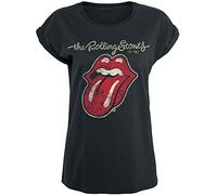 The Rolling Stones Plastered Tongue Mujer Camiseta Negro S 100% algodón Ancho