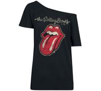 The Rolling Stones Plastered Tongue Mujer Camiseta Negro S 95% Viscosa, 5% elastán Regular