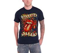 The Rolling Stone Tongue and Stars Camiseta Manga Corta, Azul Marino, XL para Hombre