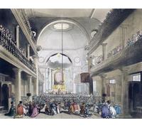 The Roman Catholic Chapel Lincoln's Inn Fields. Circa 1808. Después de una obra de August Pugin y Thomas Rowlandson en el Microcosmos de Londres publicada en tres volúmenes entre 1808 y 1810 por