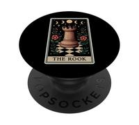 The Rook Chess Player Master Tarot Card Witchy Moon PopSockets PopGrip Adhesivo