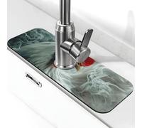 The Rooster in The Smoke - Tapete de grifo para fregadero de cocina, tapete de secado súper absorbente para cocina, baño, fregadero, cafetería, bar, grifo, decoración, regalos (15 x 5.5 pulgadas)