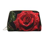The Rose Under The Rain - Neceser de cuero impermeable con cremallera para viajes, para mujer, color marrón, White, Talla única