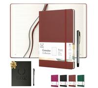 THE ROYAL DESK Cuaderno B5 con Rayas · Tapa Dura Vegana y Bolígrafo · 250 Páginas Numeradas con Índice · Cierre Elástico, Bolsillo Interior y Marcapáginas · Estuche Negro Mate para Regalo (R,T)