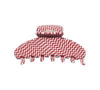 The RPZL - Accesorio para el cabello grande de acetato de alta calidad, clip de garra de gran tamaño para cabello grueso y fino, elegante mandíbula para mujeres y niñas (cuadros rojos y blancos)