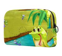 The Sad Frog in The Pond - Bolsa de maquillaje pequeña para mujer, bolsa de almacenamiento de cosméticos con cremallera, accesorios de belleza, bolsa organizadora, Multicolor 01,