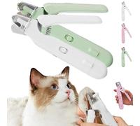 The Safetrim by Pupnourish, recortador de uñas Pupnourish, 2 en 1 de diseño de precisión y molienda, cortaúñas para mascotas con luz LED, bajo ruido para gatos pequeños y medianos (blanco, verde, 2)