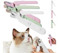 The Safetrim by Pupnourish, recortador de uñas Pupnourish, 2 en 1 de diseño de precisión y molienda, cortaúñas para mascotas con luz LED, bajo ruido para gatos pequeños y medianos (rosa, blanco, verde