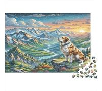 The Saint Bernard Rompecabezas Clásico de Cartón San Bernardo en el Acantilado de la Montaña Rocosa, Regalo Coleccionable de Amigo Invisible 52x38cm/1000 Piezas