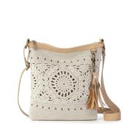 The Sak Crochet Crossbody, Lucia-Bandolera de Ganchillo Mujeres, Medallón Natural, One Size