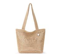 The SAK Crochet Tote, Casual Classics-Bolso de Ganchillo con Doble Correa para el Hombro, Color Dorado Mujeres, Bambú con Oro, Talla única