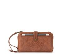 The SAK Iris - Bolso bandolera grande para smartphone en piel, talla L, Tobacco Floral en relieve/Cuero, Large