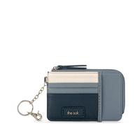 The Sak Iris Wallet in Leather, Elevated Card Holder with Keychain, Dusty Blue Block