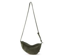 The Sak Tess Sling Bag in Leather, Adjustable Crossbody Strap, Moss Suede