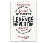 The Sandlot Legends Never Die Wood Wall Decor - Sandlot Baseball Movie Cita Arte de pared para el hombre Cave o dormitorio
