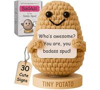 The Sassy Spud - Edición Badass | Bonita patata tejida con 30 mensajes de empoderamiento intercambiables, regalo divertido para mujeres fuertes, amigos, hermanas, jefas, regalo feminista alentador