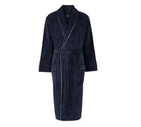 THE SAVILE ROW COMPANY LONDON Albornoz de forro polar ligero, súper suave y cálido para hombre, Azul marino con ribetes, S