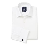 The Savile Row Company London Camisa de vestir de noche blanca con tirantes Marcella de ajuste clásico para hombre - puño doble, blanco, 39 cm
