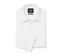 The Savile Row Company London Camisa formal de sarga de algodón de ajuste clásico para hombre, doble puño, blanco, 43 cm