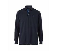 THE SAVILE ROW COMPANY LONDON Polo de manga larga de piqué de algodón de ajuste clásico para hombre, azul marino, XXL