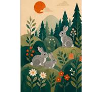 The Scandinavian Bunnies: A Minimalist Lined Hardcover Journal Inspired by Scandinavian Design, Woodland Wildlife, Folk Art, and Nature