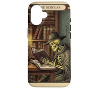 The Scholar Tarot Card Skeleton Reading Book Worm Carcasa para iPhone 16
