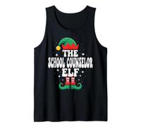The School Counselor Elf Funny Christmas Matching Family Camiseta sin Mangas